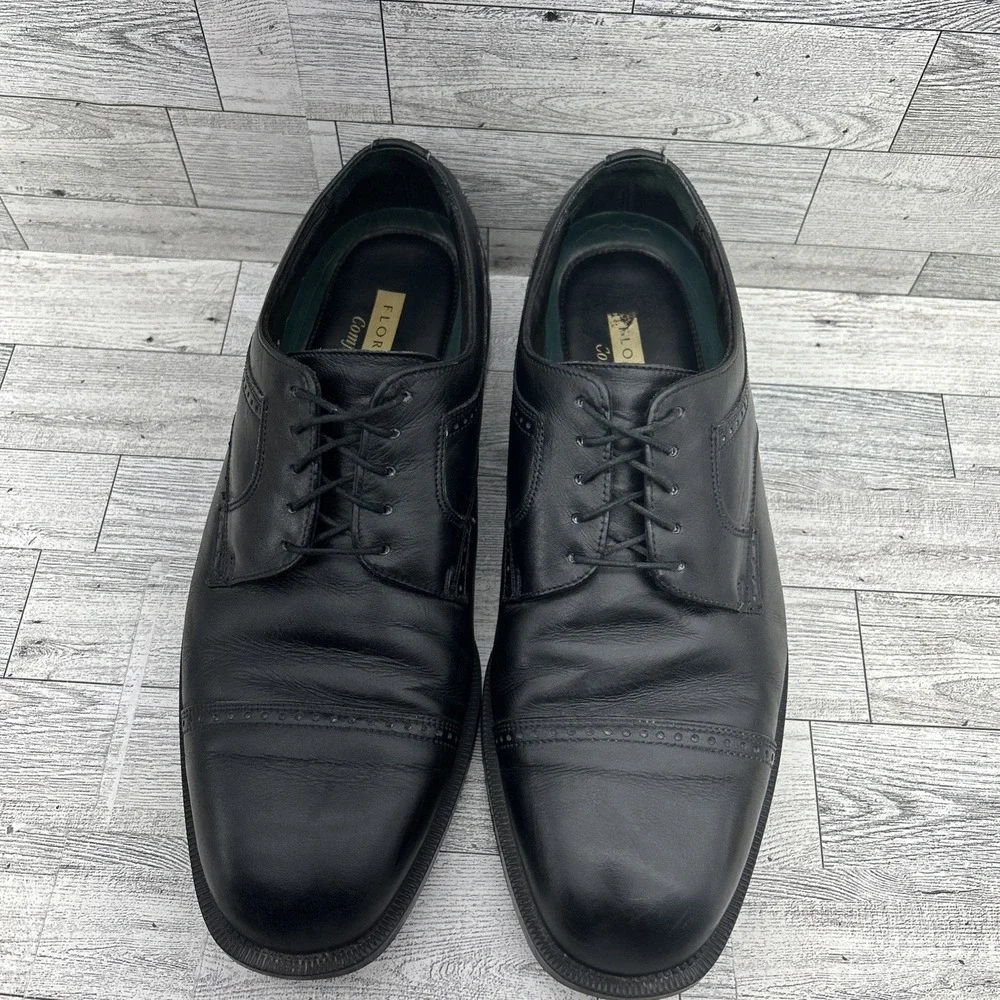 Florsheim Comfortech Black Leather Cap Toe Derby Dress Shoes Men Size‎ 11D